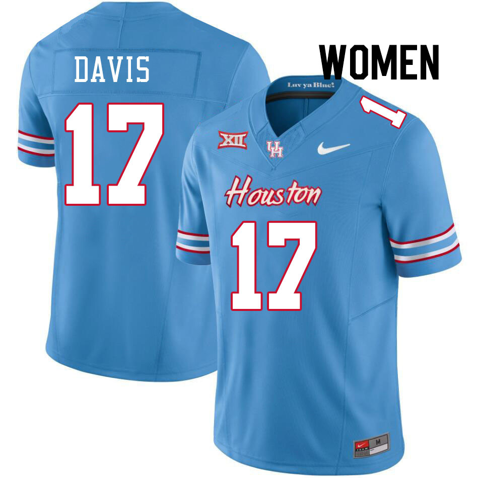 Women #17 Kriston Davis Houston Cougars College Football Jerseys Stitched-Oilers